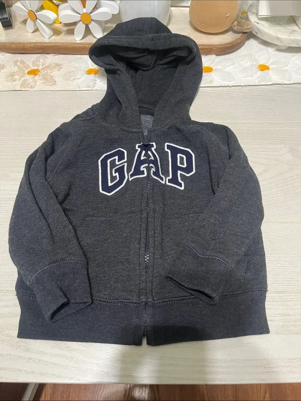 GAP Kids Dark Charcoal Hooded Zip Sweatshirt